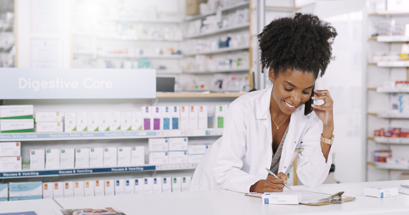 Pharmacist working on medical billing